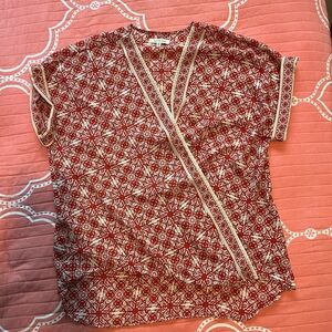 Max Studio Red and Cream Patterned Blouse